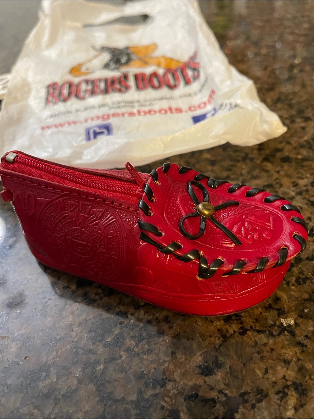 Red Moccasin-Style Coin Purse